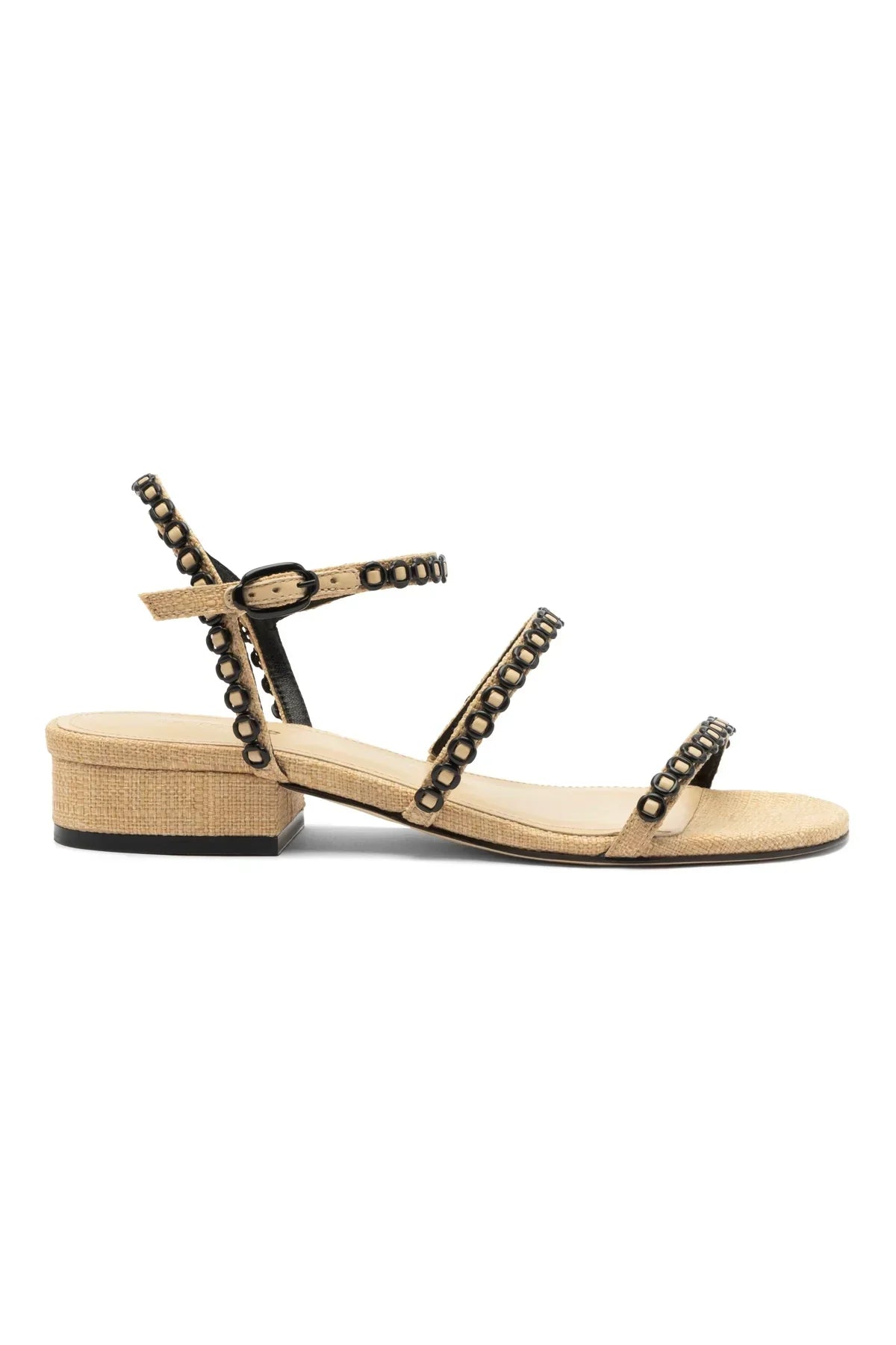 Larroude Milanina Flat Sandal In Beige Raffia