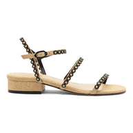 Larroude Milanina Flat Sandal In Beige Raffia