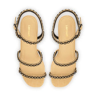 Larroude Milanina Flat Sandal In Beige Raffia
