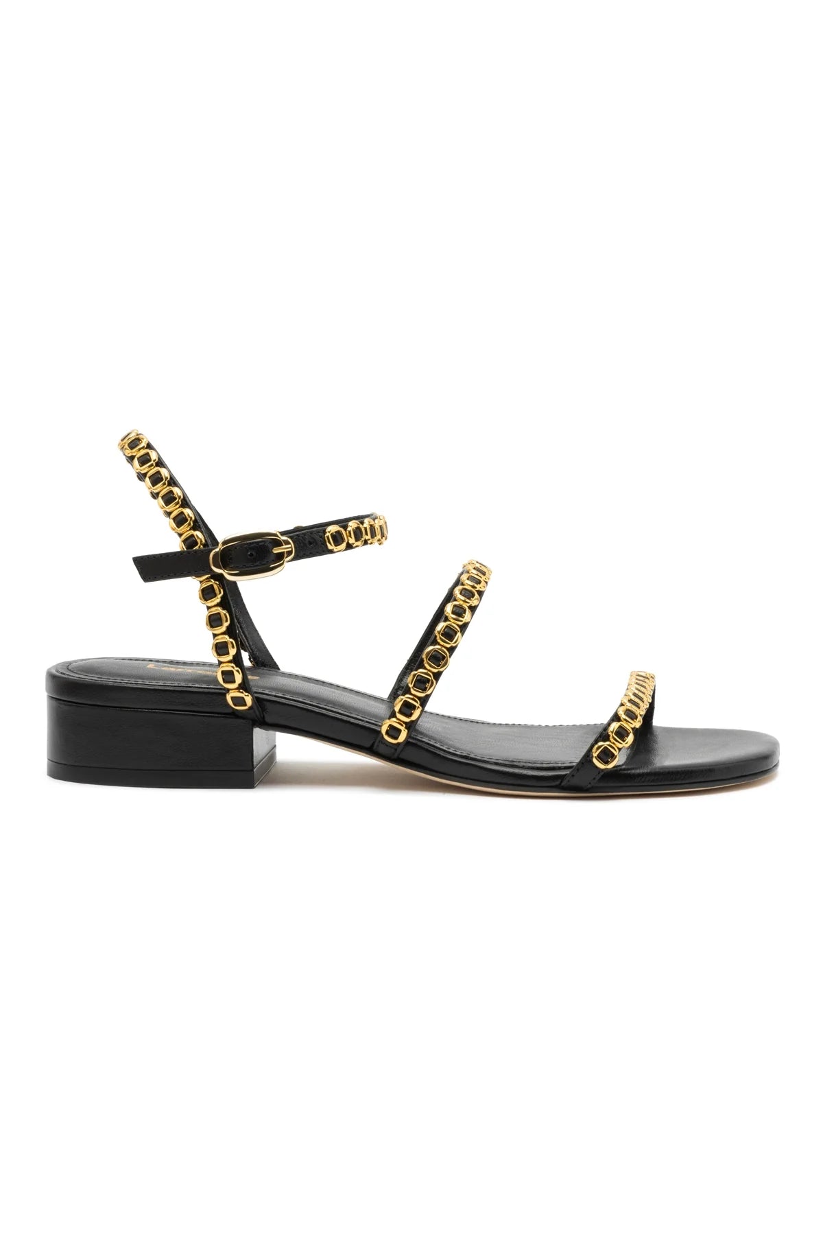 Larroude Milanina Flat Sandal In Black Leather
