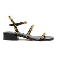 Larroude Milanina Flat Sandal In Black Leather
