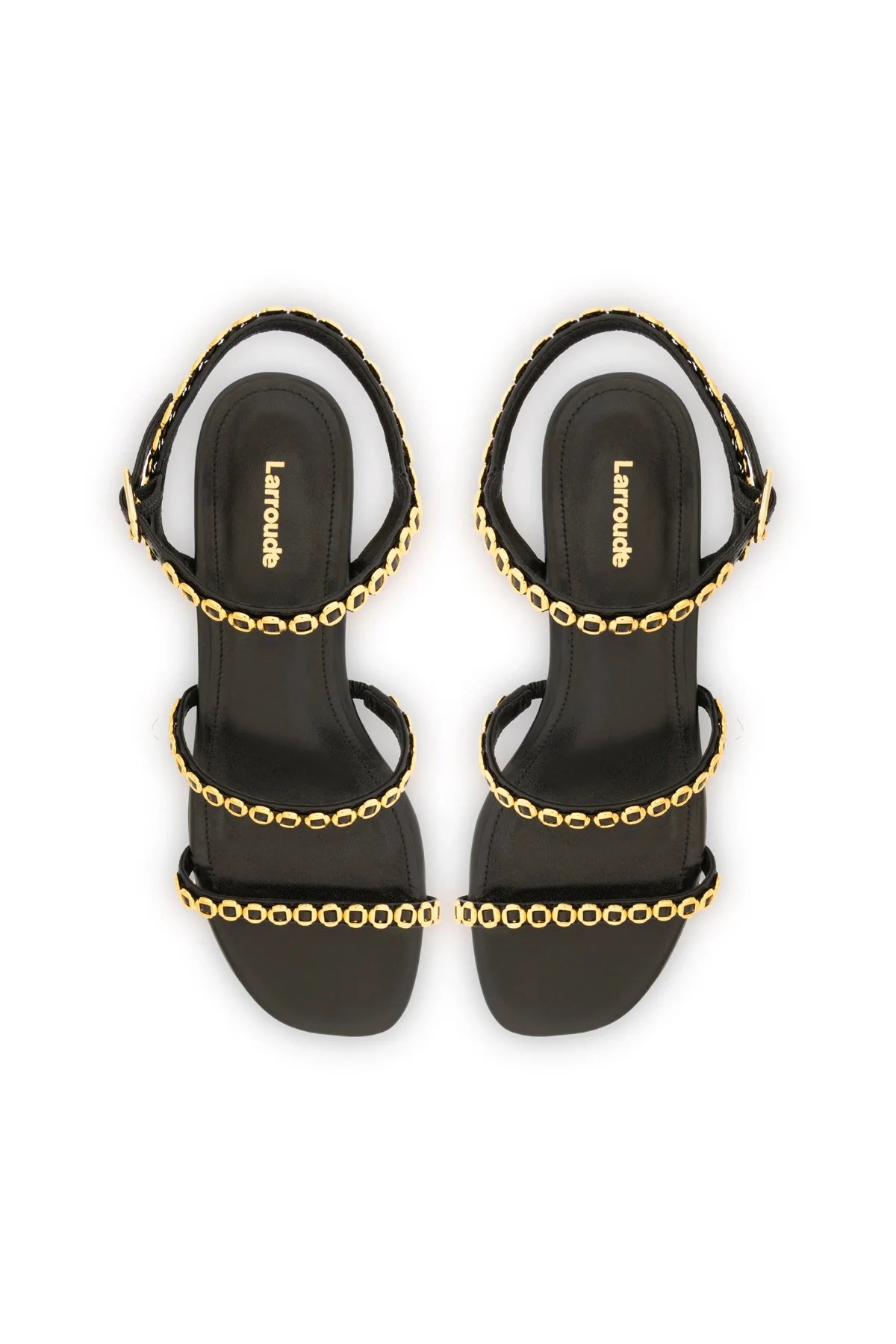 Larroude Milanina Flat Sandal In Black Leather
