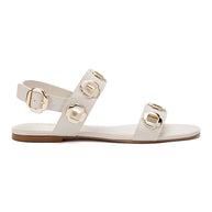 Larroude Milan Flat Sandal In Ivory Leather