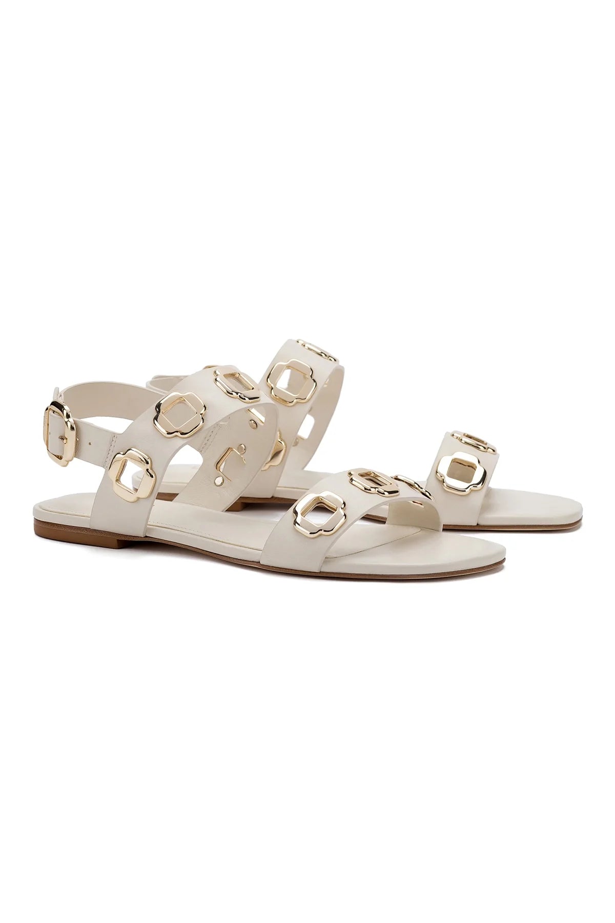 Larroude Milan Flat Sandal In Ivory Leather