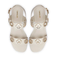 Larroude Milan Flat Sandal In Ivory Leather