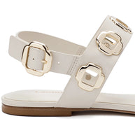 Larroude Milan Flat Sandal In Ivory Leather