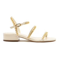 Larroude Milanina Flat Sandal In Ivory Leather