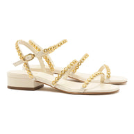 Larroude Milanina Flat Sandal In Ivory Leather