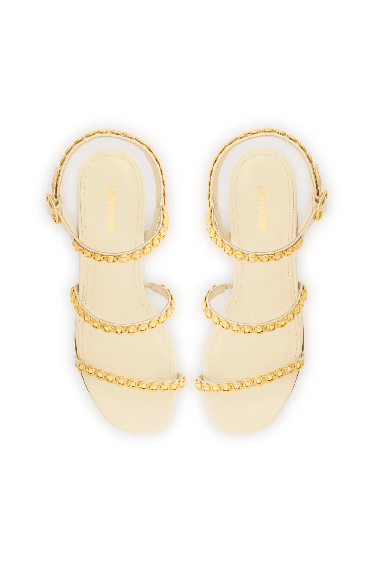 Larroude Milanina Flat Sandal In Ivory Leather