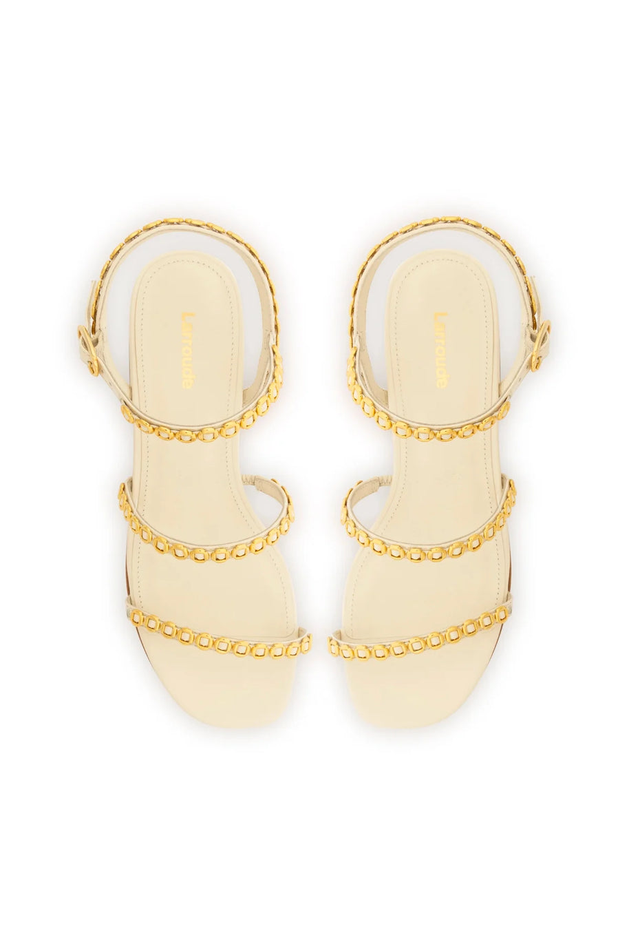 Larroude Milanina Flat Sandal In Ivory Leather