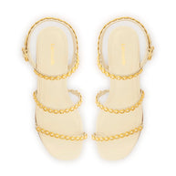 Larroude Milanina Flat Sandal In Ivory Leather