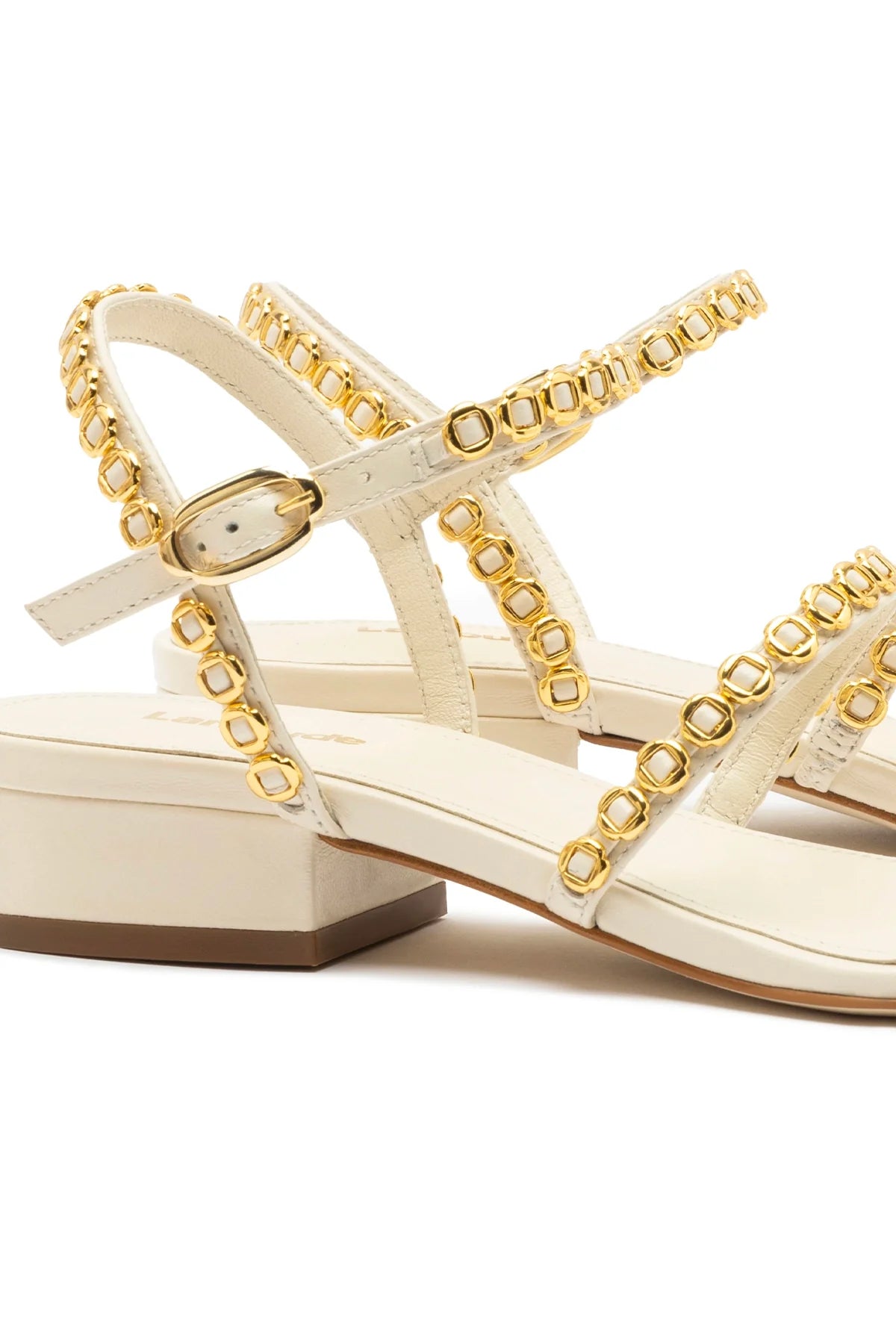 Larroude Milanina Flat Sandal In Ivory Leather