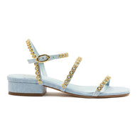 Larroude Milanina Flat Sandal In Maya Denim