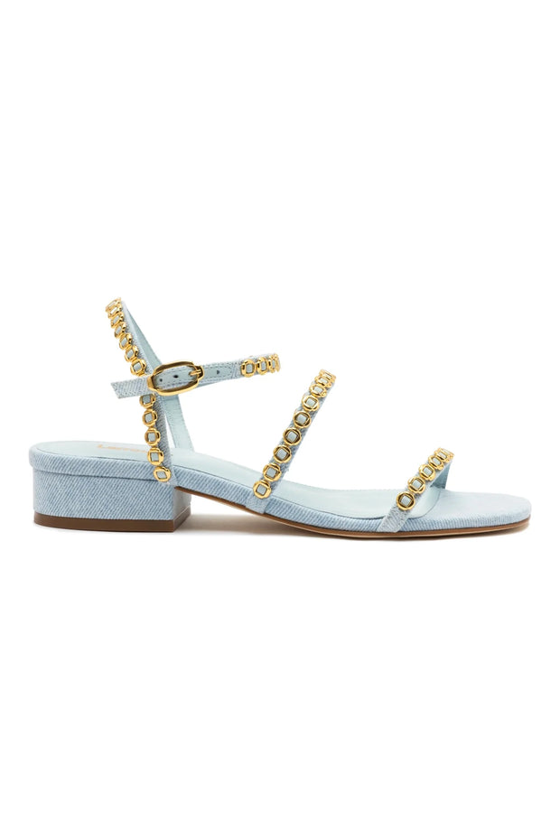 Larroude Milanina Flat Sandal In Maya Denim