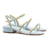 Larroude Milanina Flat Sandal In Maya Denim
