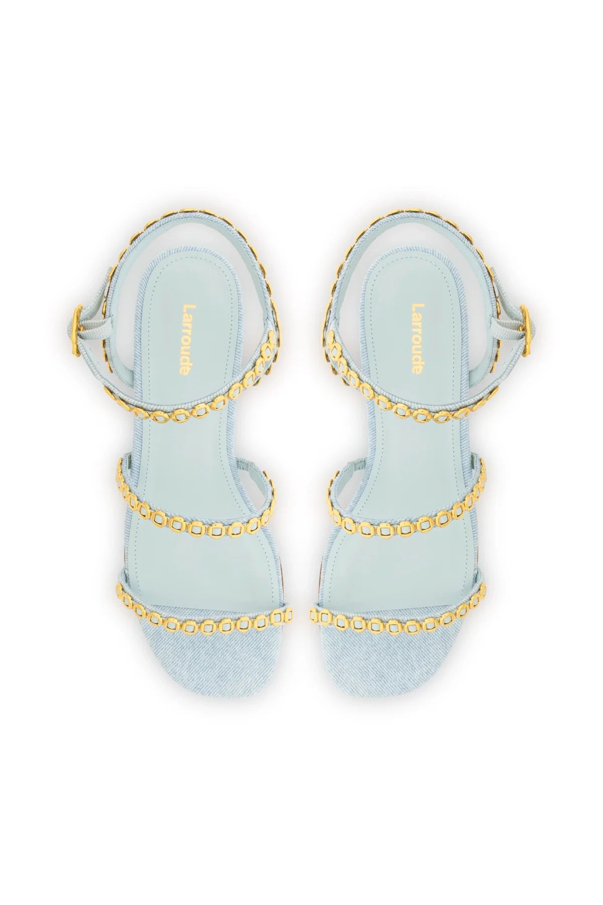 Larroude Milanina Flat Sandal In Maya Denim