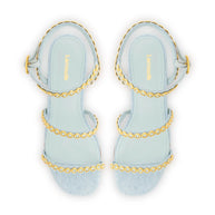 Larroude Milanina Flat Sandal In Maya Denim