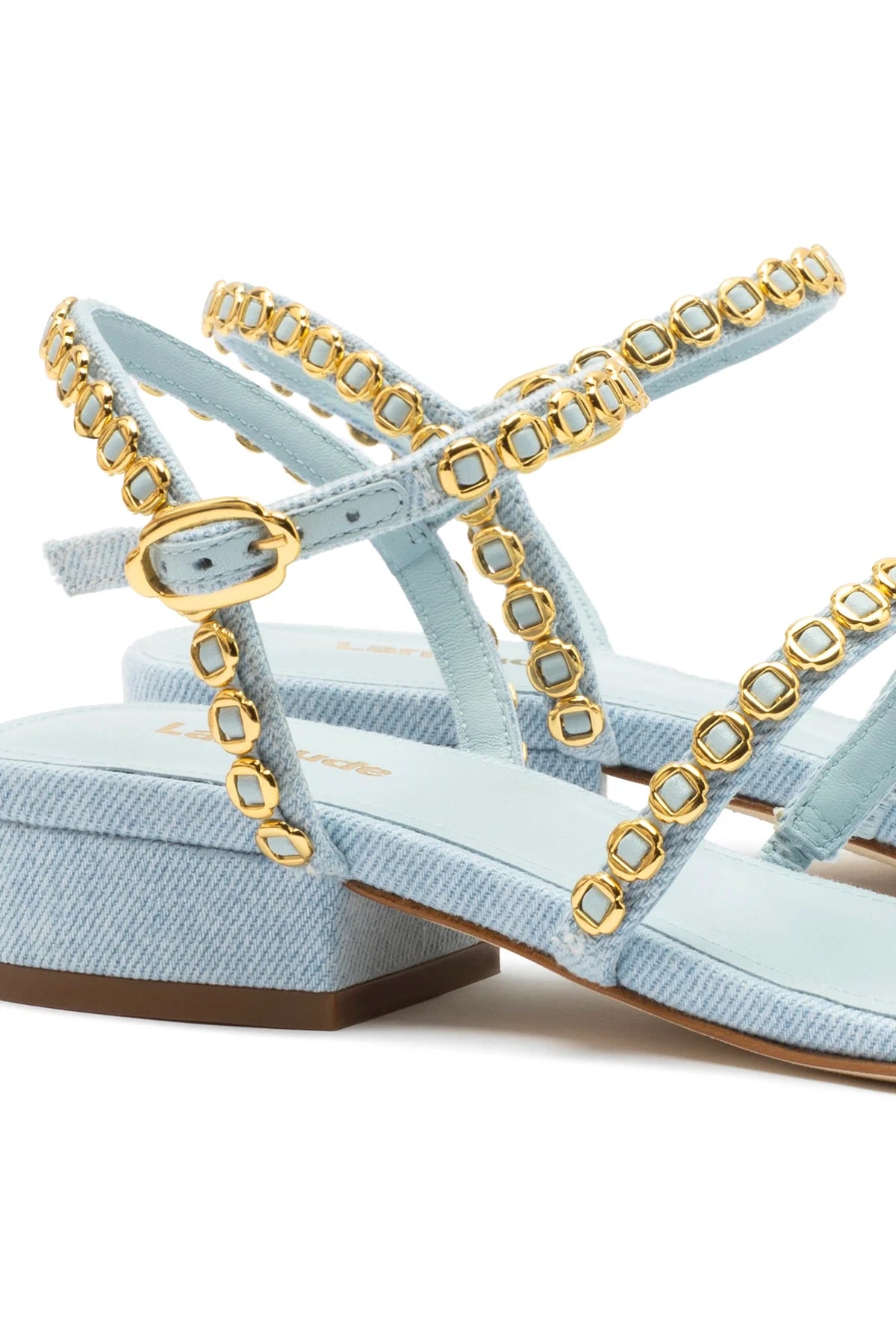 Larroude Milanina Flat Sandal In Maya Denim