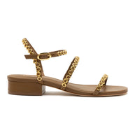Larroude Milanina Flat Sandal In Russet Leather