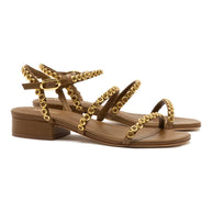 Larroude Milanina Flat Sandal In Russet Leather