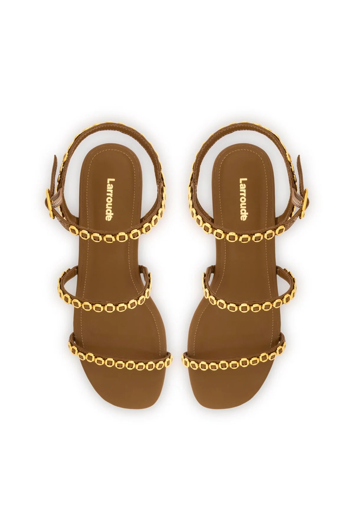 Larroude Milanina Flat Sandal In Russet Leather