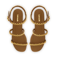 Larroude Milanina Flat Sandal In Russet Leather