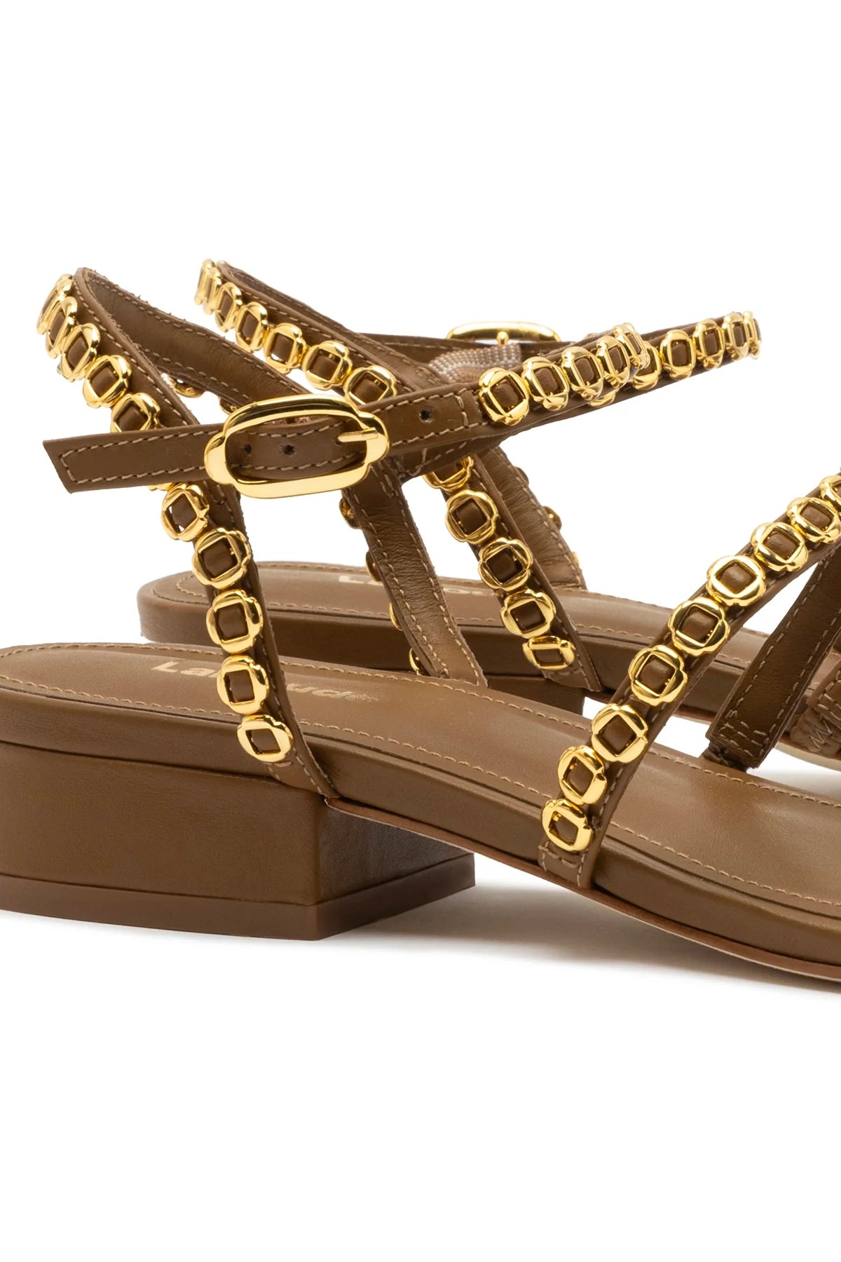 Larroude Milanina Flat Sandal In Russet Leather