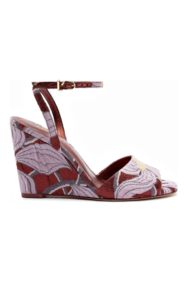 Larroudé X Markarian Wedge In Red Floral Dutel