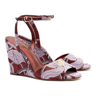 Larroudé X Markarian Wedge In Red Floral Dutel