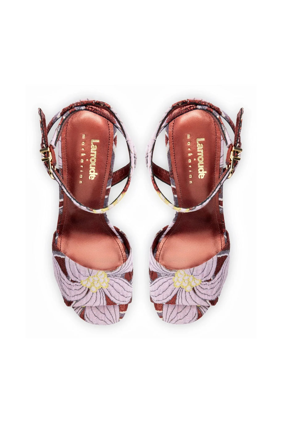 Larroudé X Markarian Wedge In Red Floral Dutel