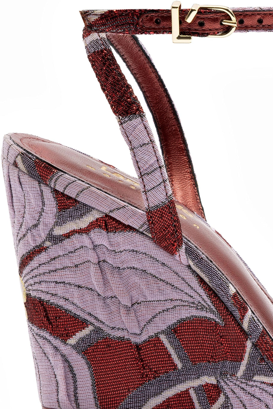 Larroudé X Markarian Wedge In Red Floral Dutel