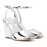 Larroude Yves Wedge In Silver Specchio