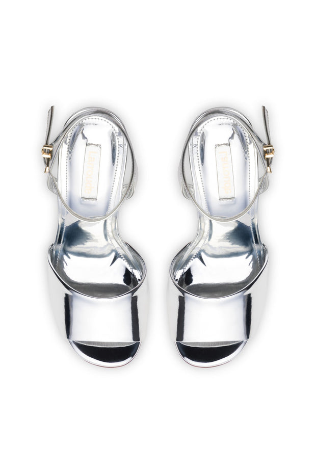 Larroude Yves Wedge In Silver Specchio