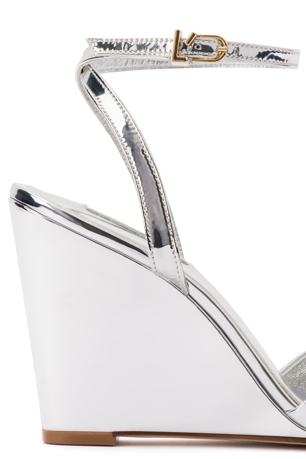 Larroude Yves Wedge In Silver Specchio