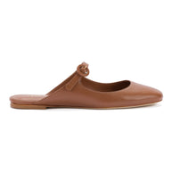 Larroude Blair Flat Mule In Caramel Leather