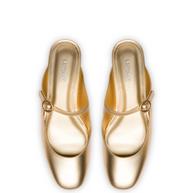 Larroude Blair Flat Mule In Gold Metallic Leather