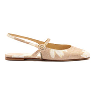 Larroude Georgina Ballet Flat In Beige Printed Raffia