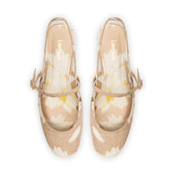 Larroude Georgina Ballet Flat In Beige Printed Raffia
