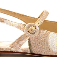 Larroude Georgina Ballet Flat In Beige Printed Raffia