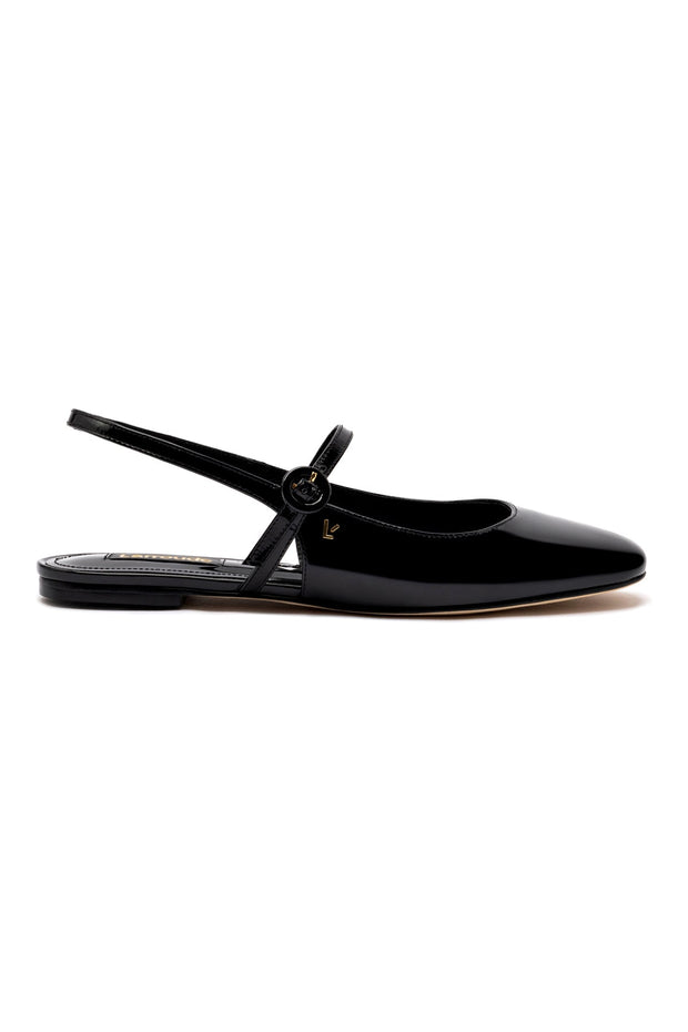 Larroude Georgina Ballet Flat In Black Patent Leather