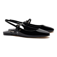 Larroude Georgina Ballet Flat In Black Patent Leather