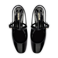 Larroude Georgina Ballet Flat In Black Patent Leather