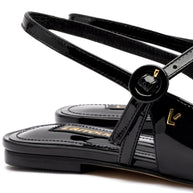 Larroude Georgina Ballet Flat In Black Patent Leather