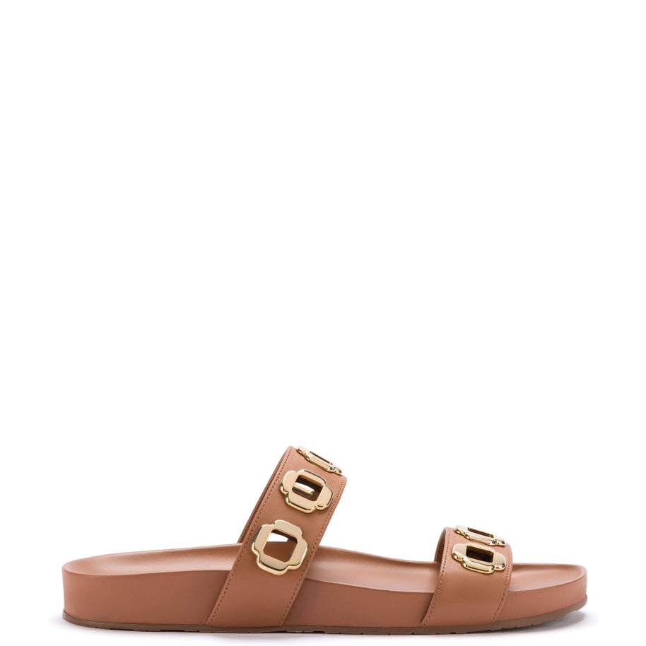 Larroude Milan Slide In Caramel Leather