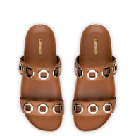 Larroude Milan Slide In Caramel Leather