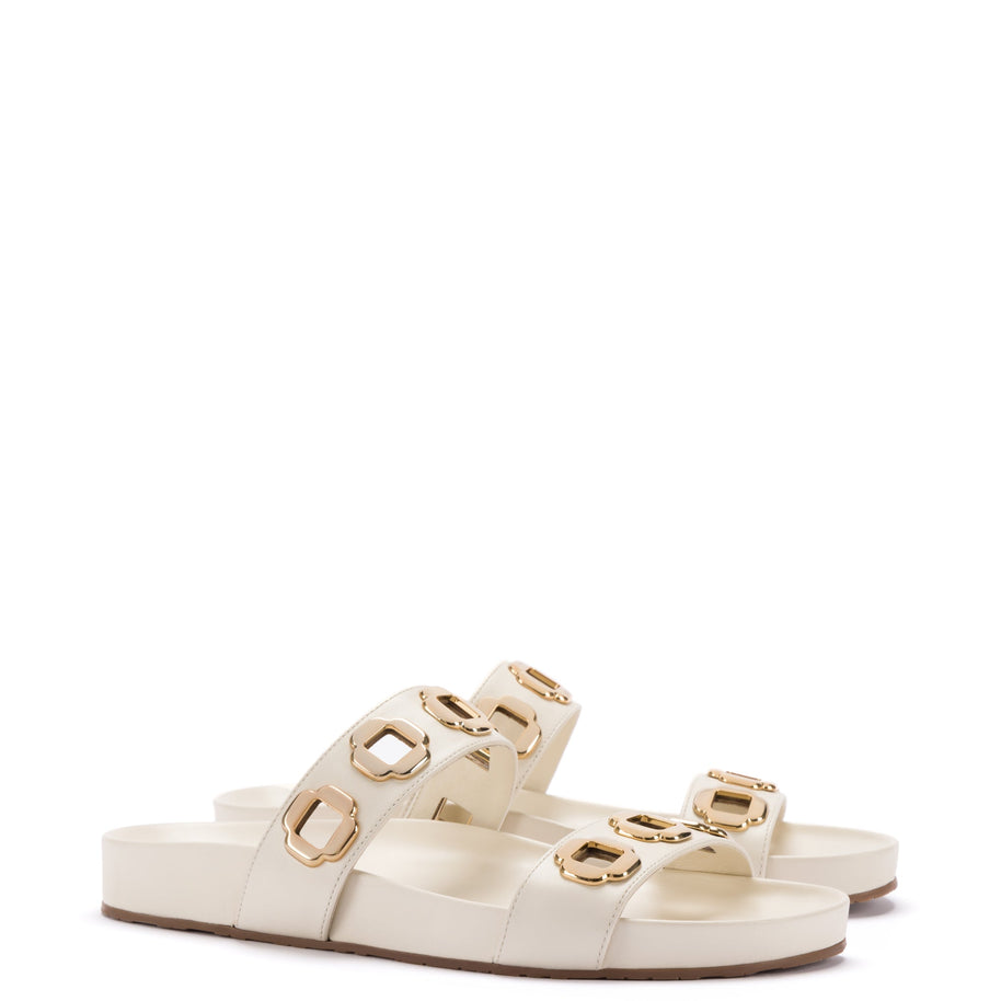 Larroude Milan Slide In Ivory Leather