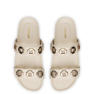 Larroude Milan Slide In Ivory Leather