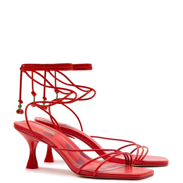 Larroude Nadia Sandal In Scarlet Leather