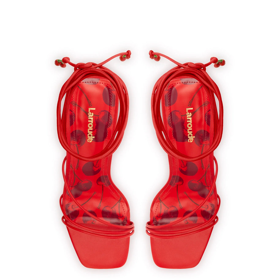 Larroude Nadia Sandal In Scarlet Leather