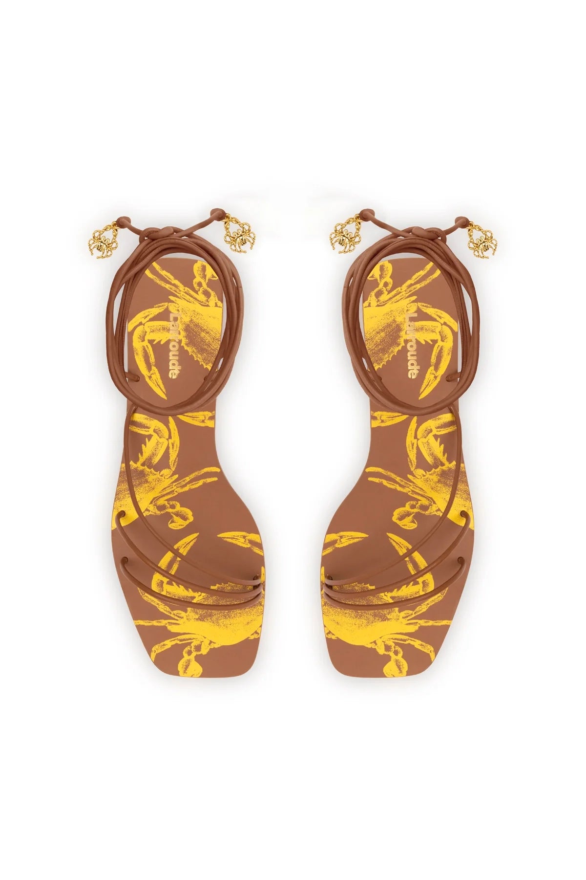 Larroude Nadia Flat Sandal In Caramel Leather